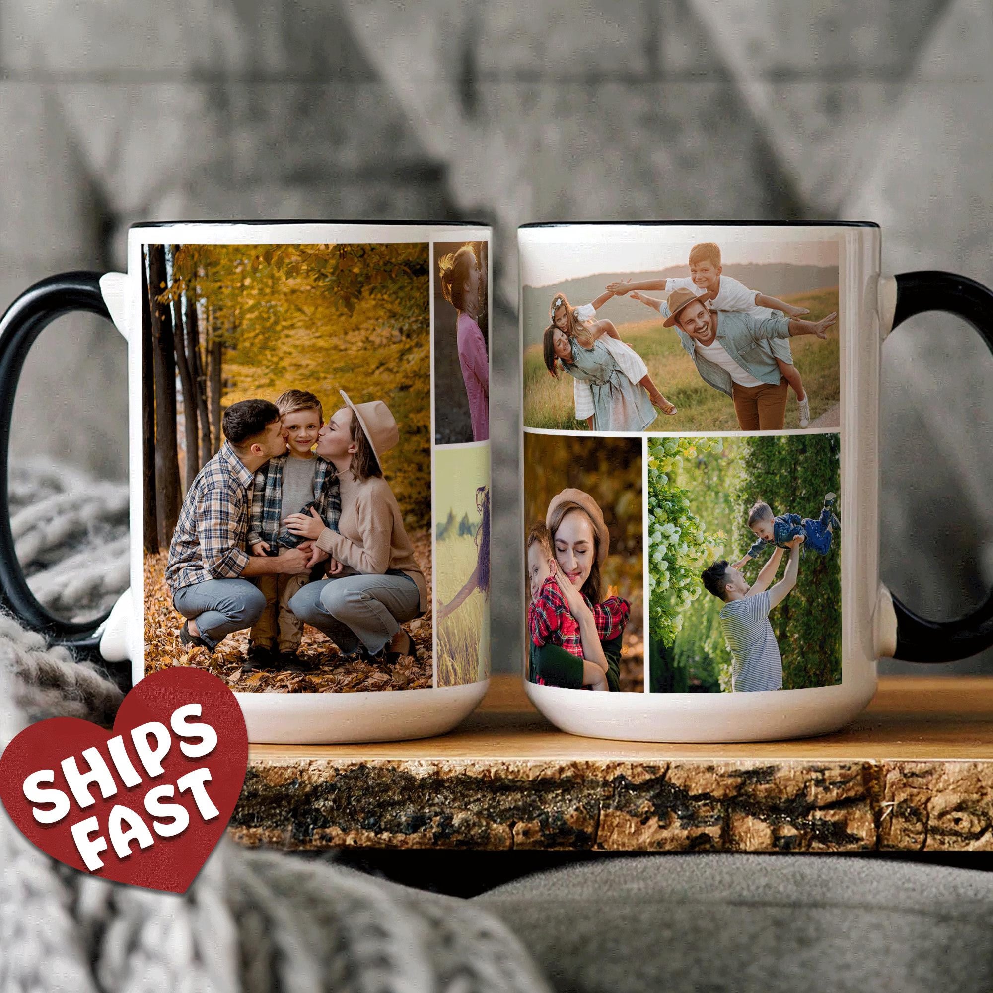 Photo Collage Mug With Personalized Text