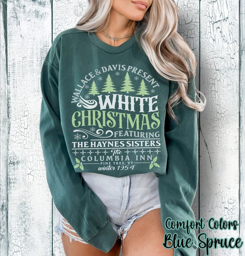 White Christmas Movie Sweatshirt, Columbia Inn Pine Tree Vermont Christmas Sweatshirt