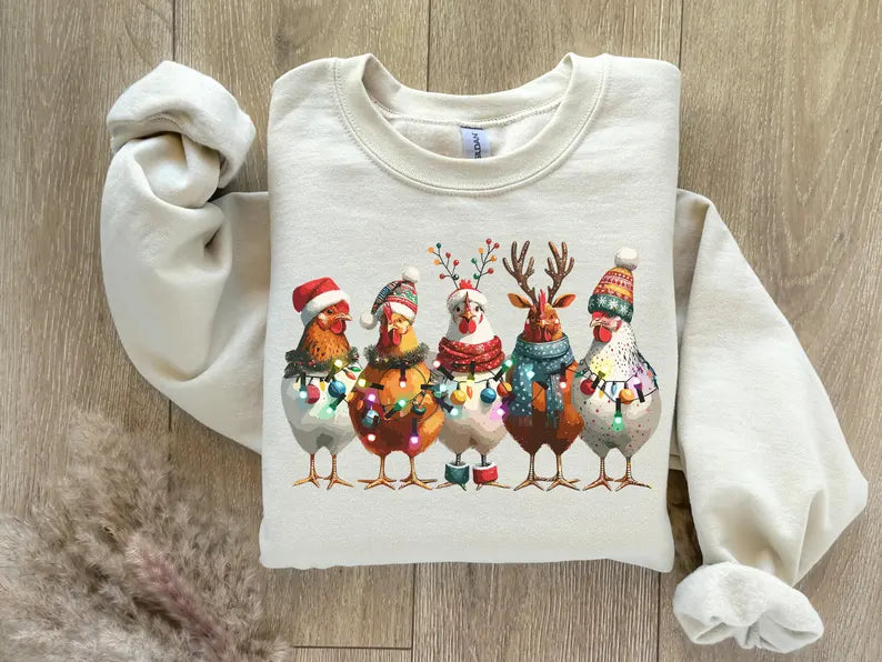 Funny Christmas Chicken Shirt - Christmas Farm Sweatshirt