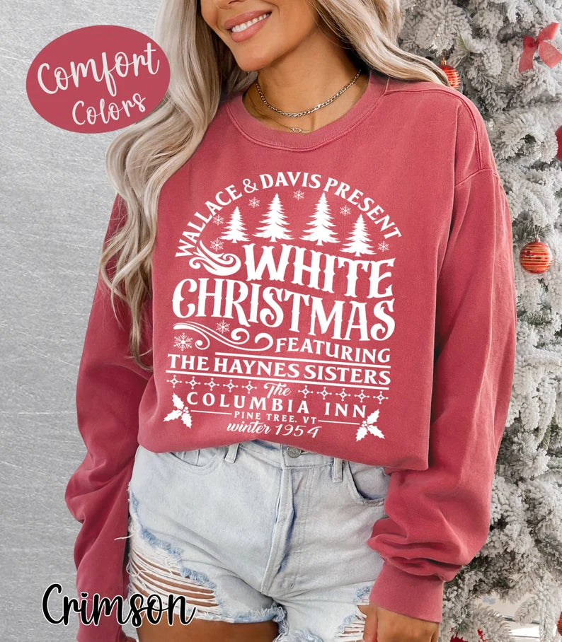 White Christmas Movie Sweatshirt, Columbia Inn Pine Tree Vermont Christmas Sweatshirt